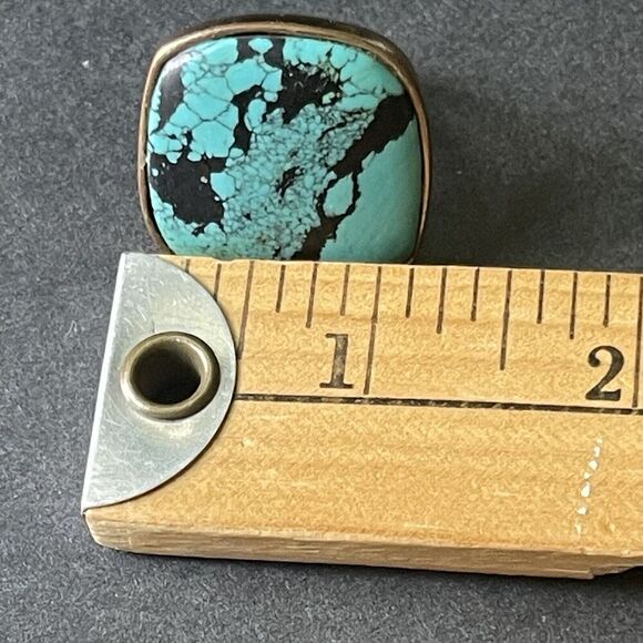 Vintage Women’s Faux Turquoise Square Art To Wear Copper Tone Southwestern Ring - Picture 6 of 6